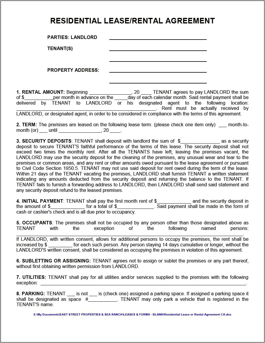 Rental Agreement Letter Between Family Members Free Template