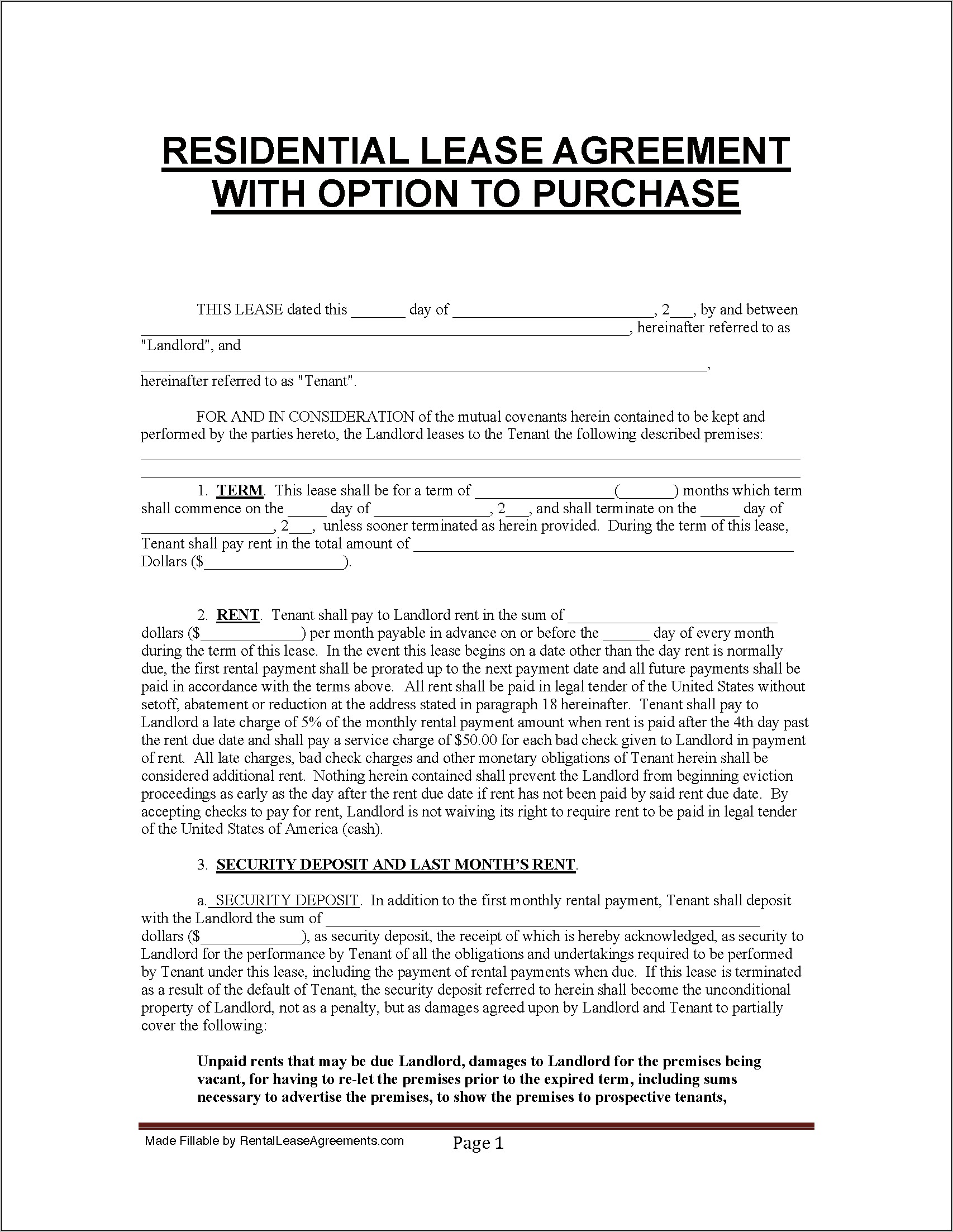 Rental By Owner Lease Agreement Florida Template Free