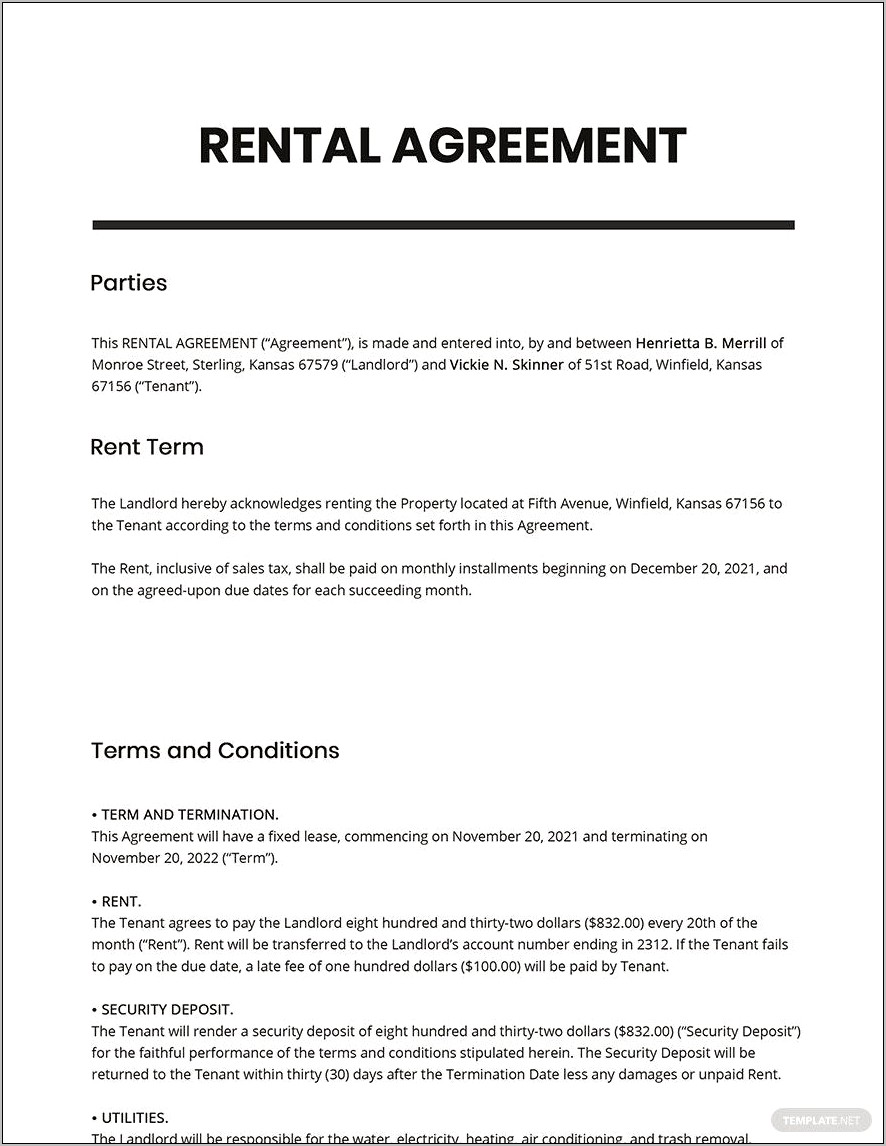 Rental Contract Free Template For Bi Monthly Pay