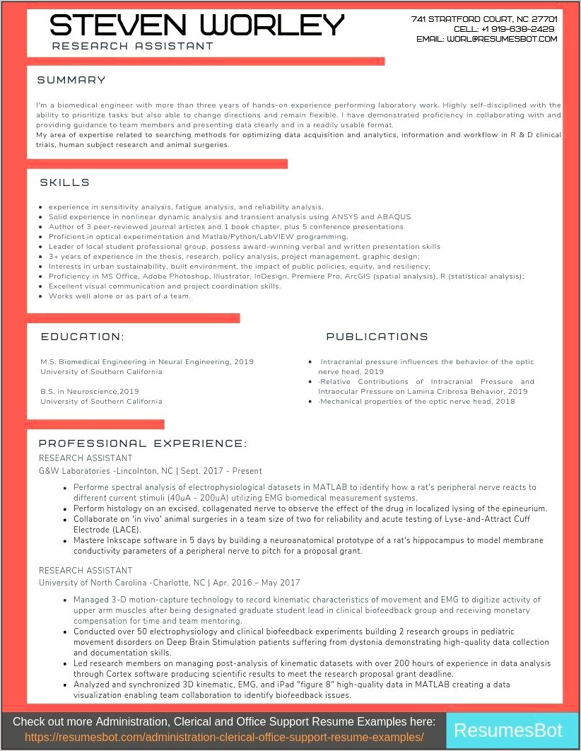 Research Assistant Resume Examples Skills