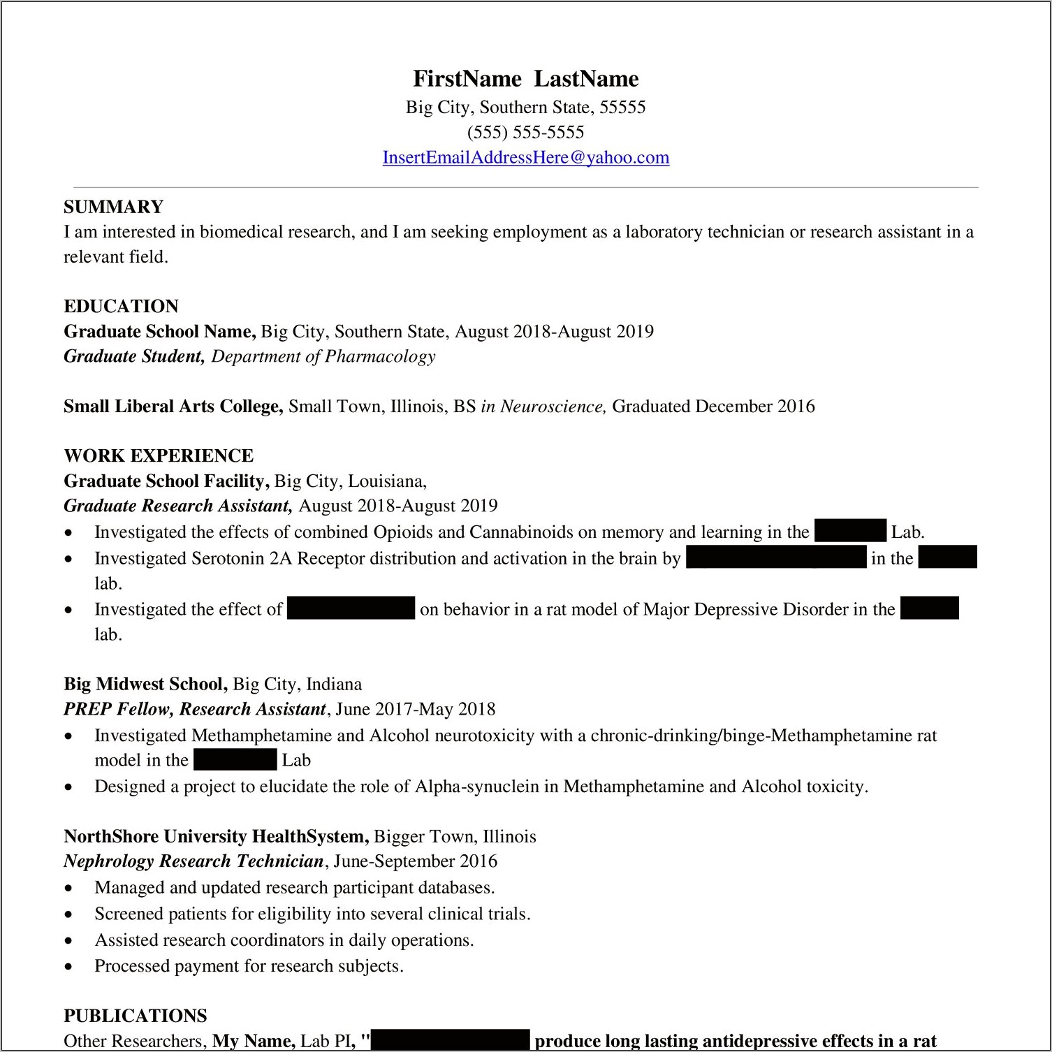 Research Participant On Resume Examples