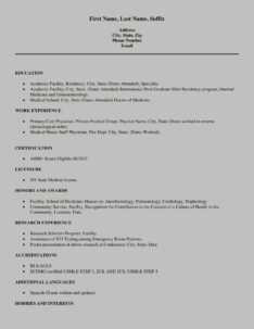 Resident To Doctor Resume Example