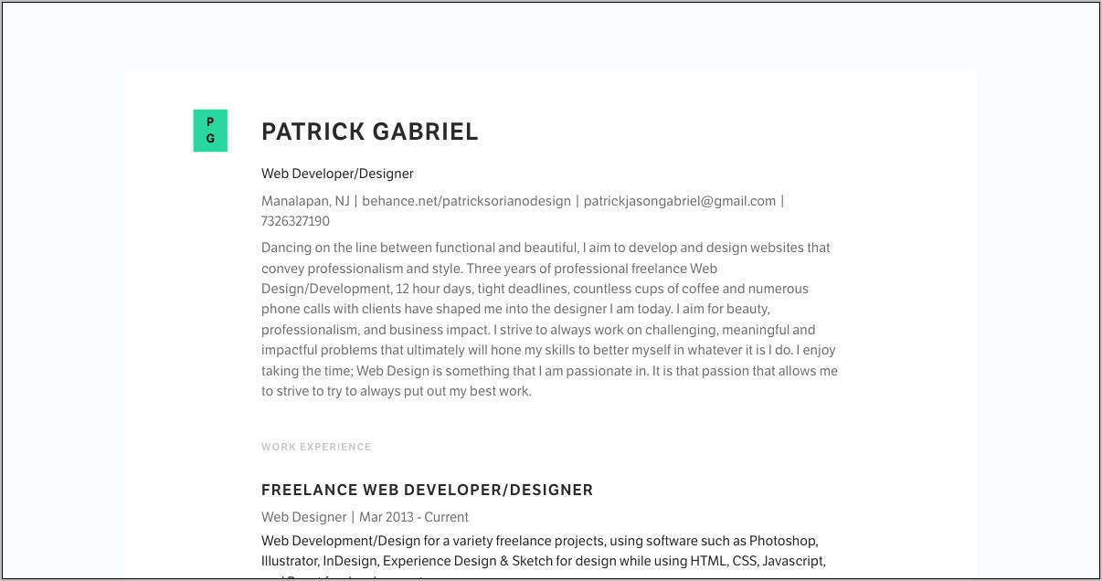 Responsive Web Design Resume Examples