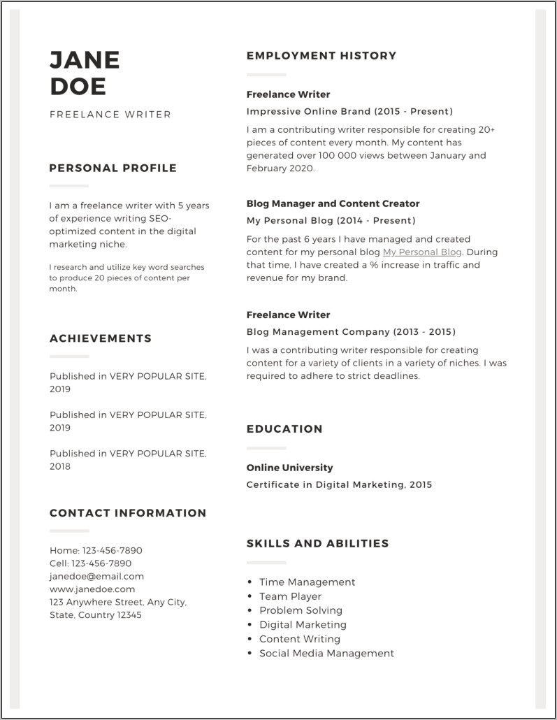 Resposnible Past Tense Resume Example