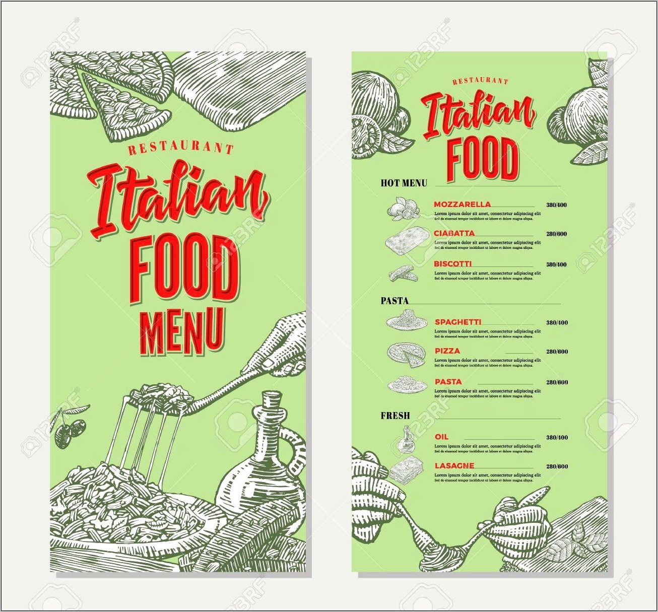 Restaurant Menu Templates Free For Italian Restaurants