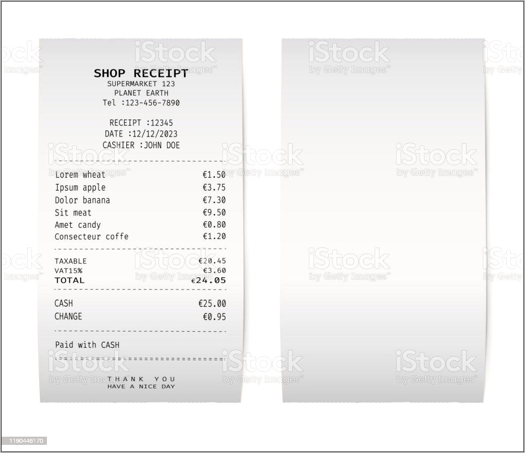 Restaurant Receipt For Company Template Free Download