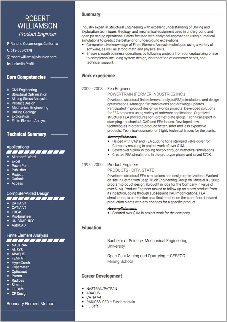 Resume Core Competencies Engineering Examples