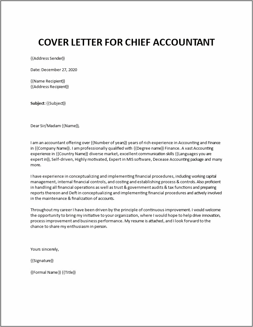 Resume Cover Letter Accountant Examples