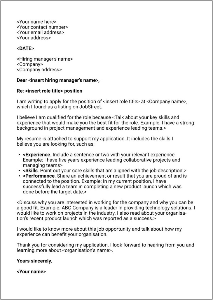 Resume Cover Letter Sample Letter