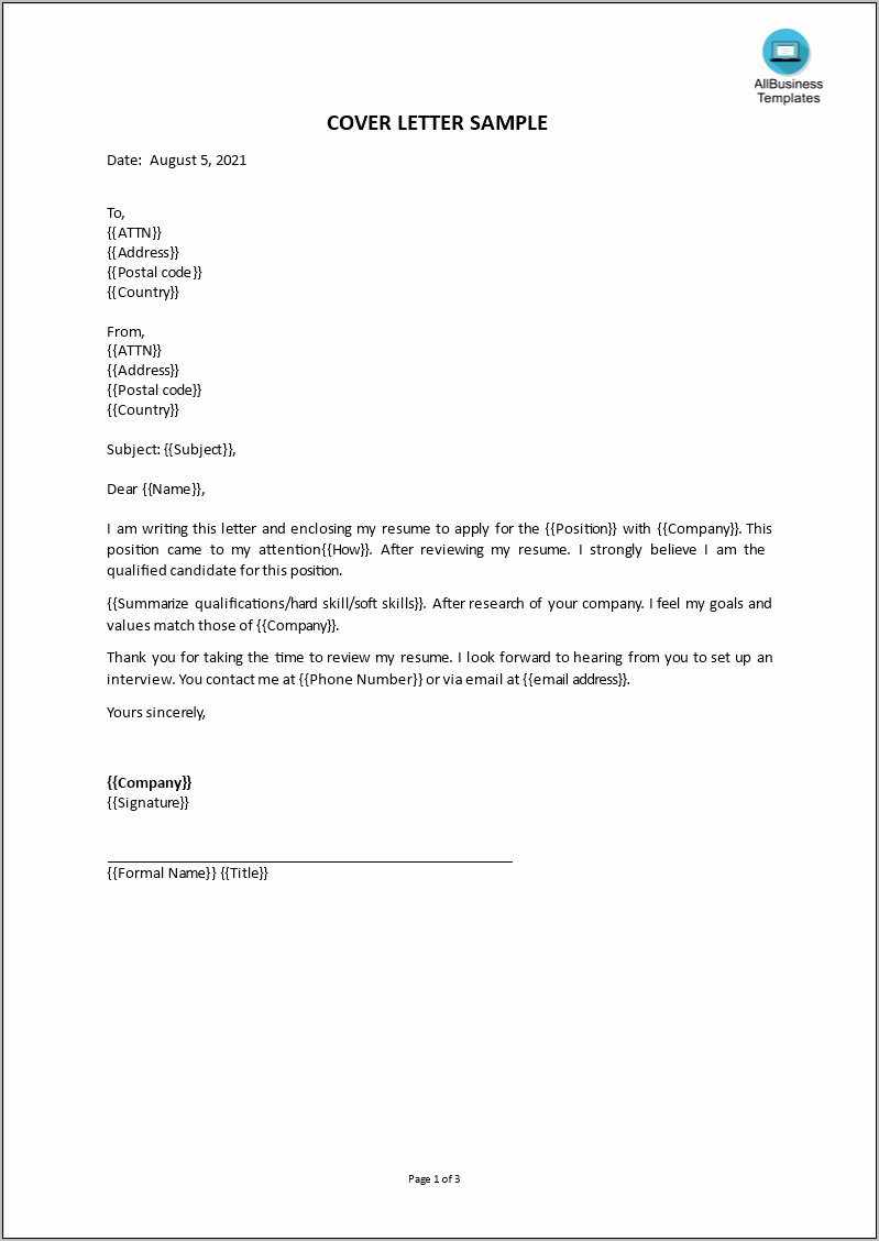 Resume Cover Letter Title Examples