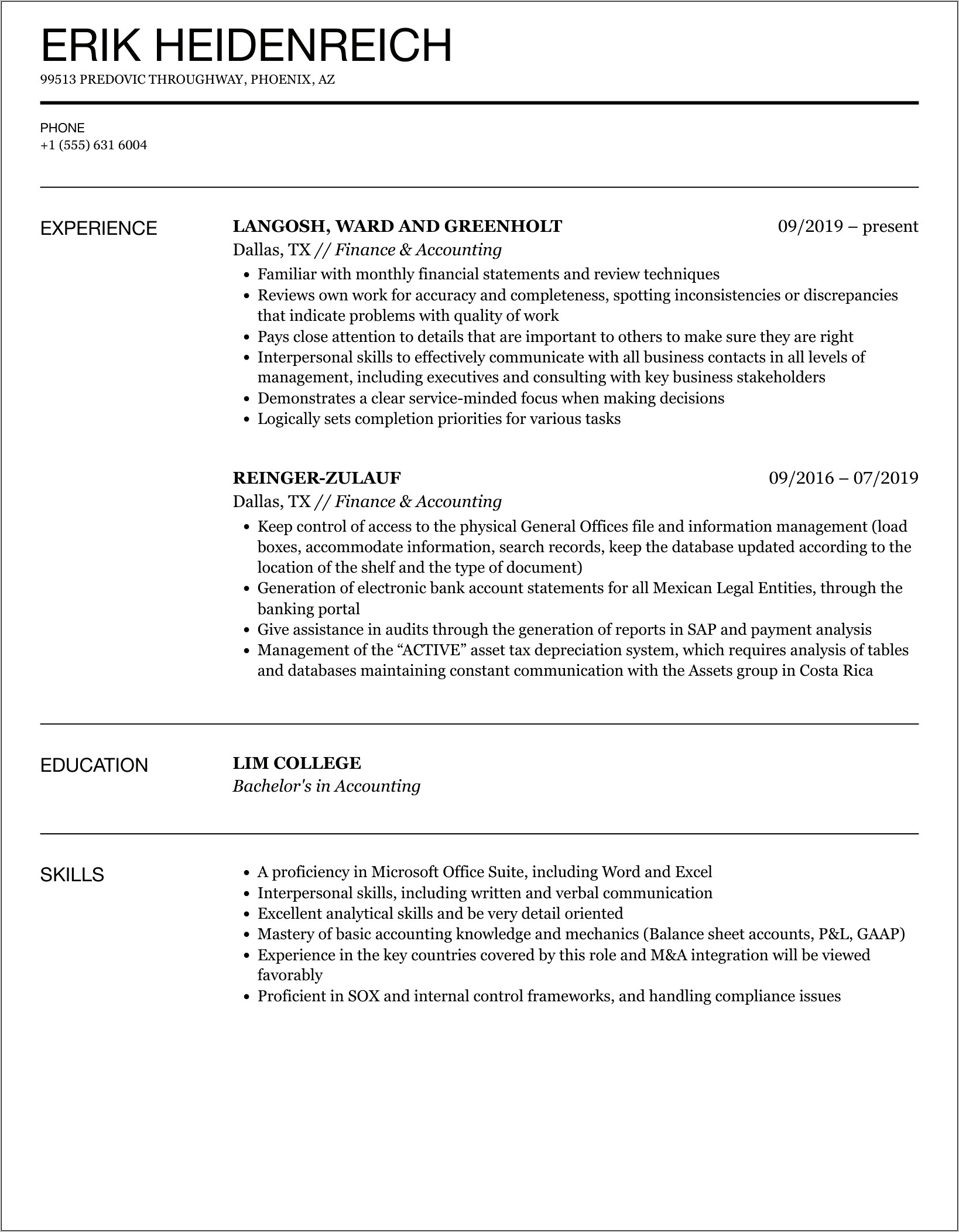 Resume Example A Fiance Student