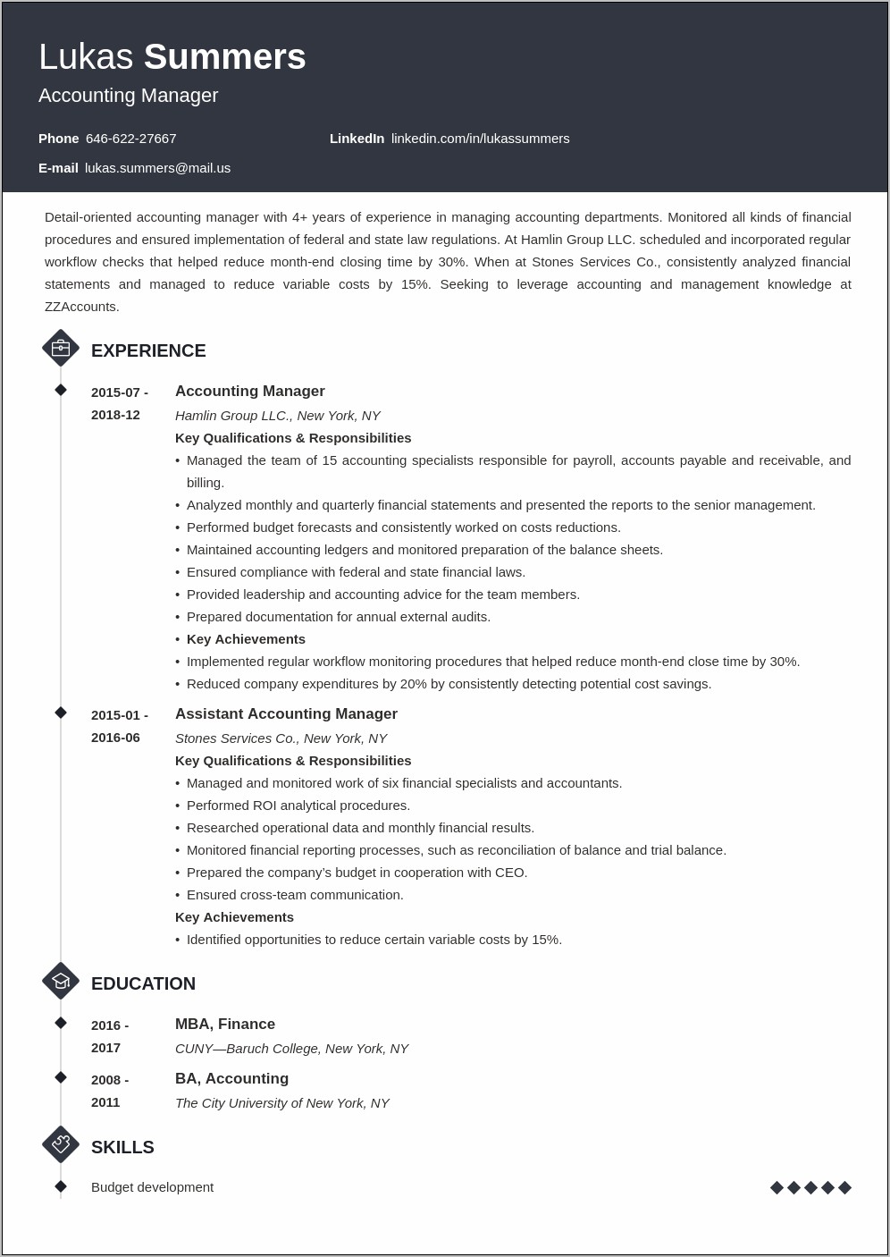 Resume Example Director Of Accounting