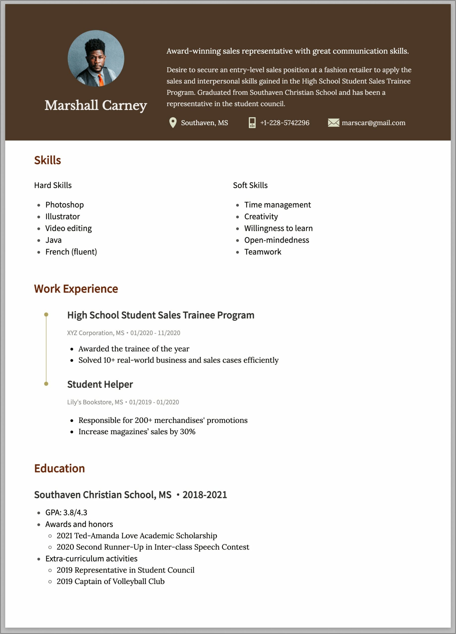 Resume Example For Recent Graduate