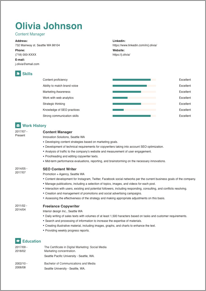 Resume Example For Restaurant Supervisor