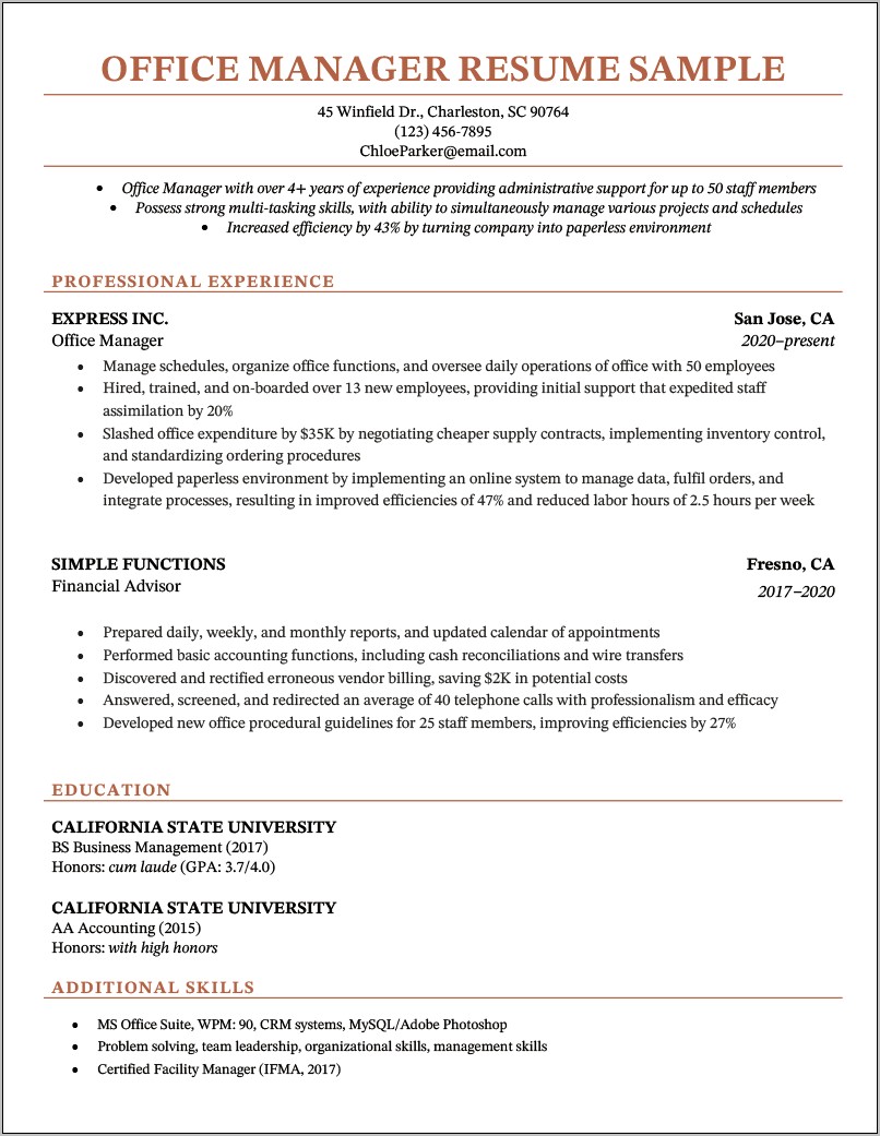 Resume Example For Team Leader