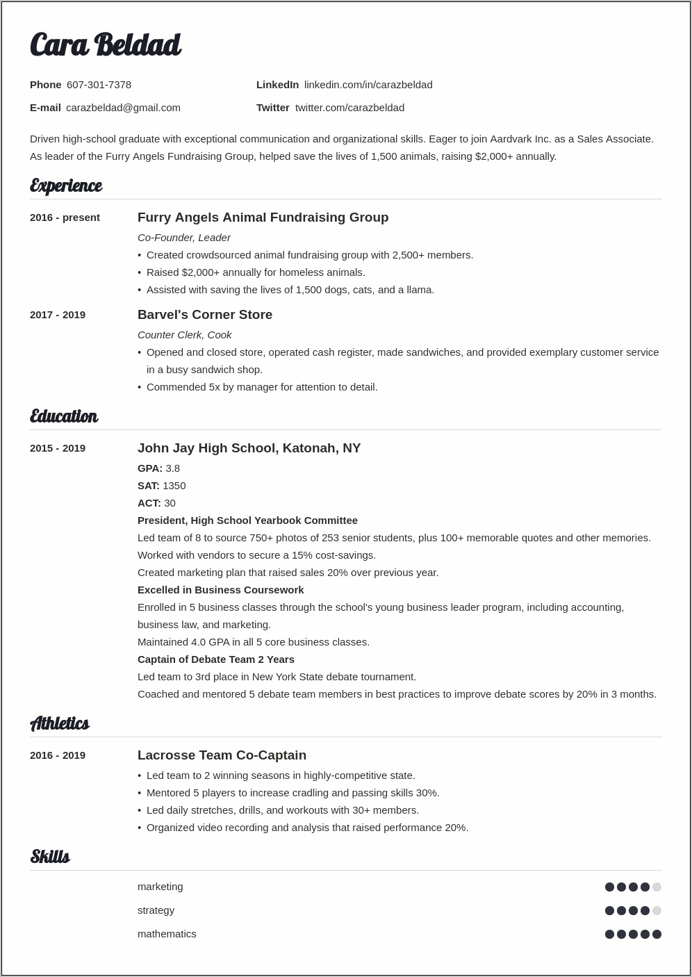 Resume Example High School Diploma