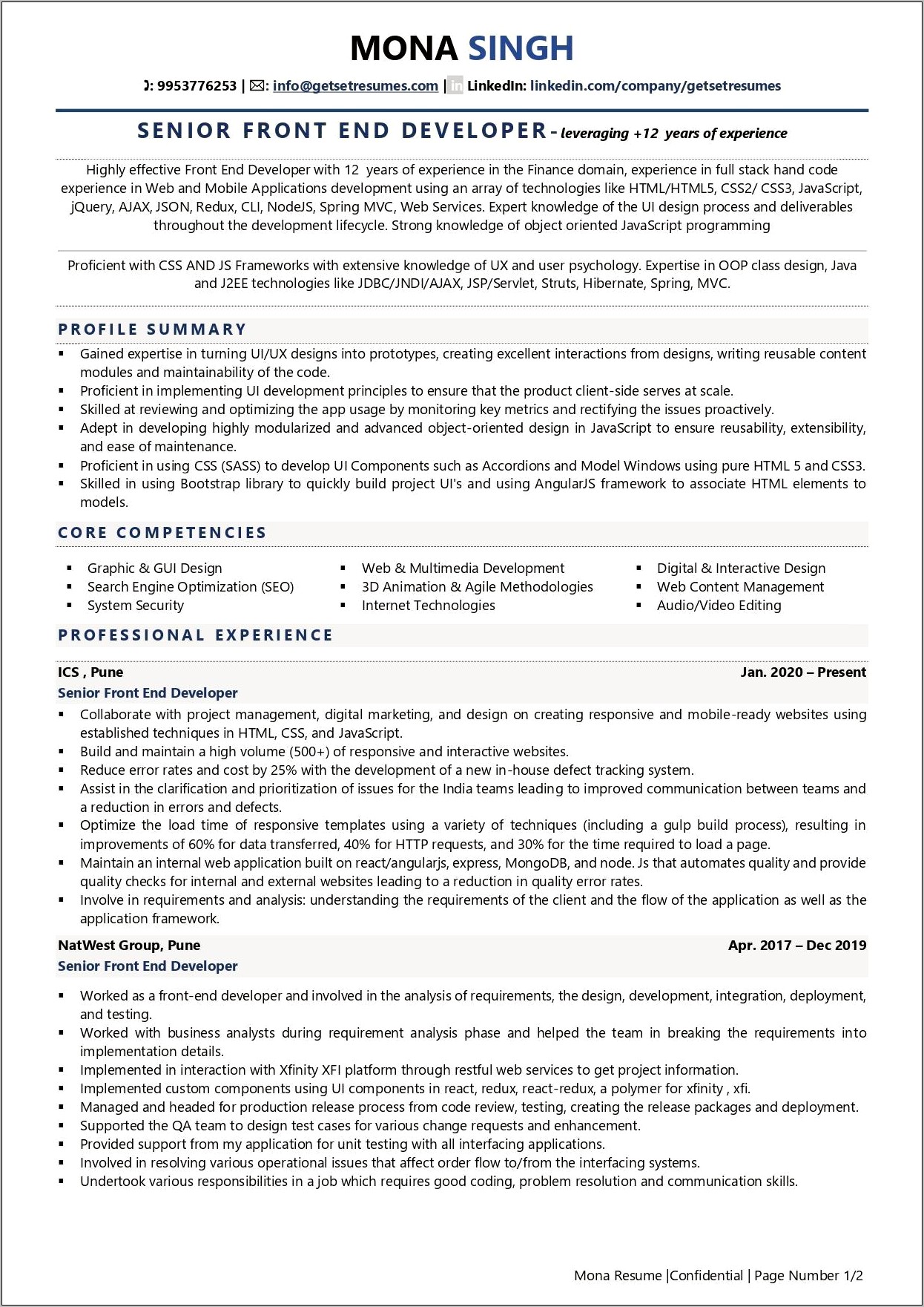 Resume Example In Html Code