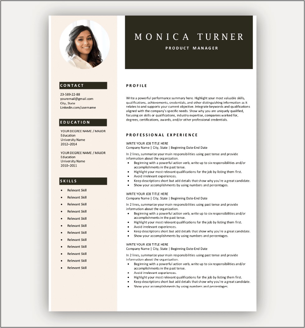 Resume Example Microsoft Word 2010