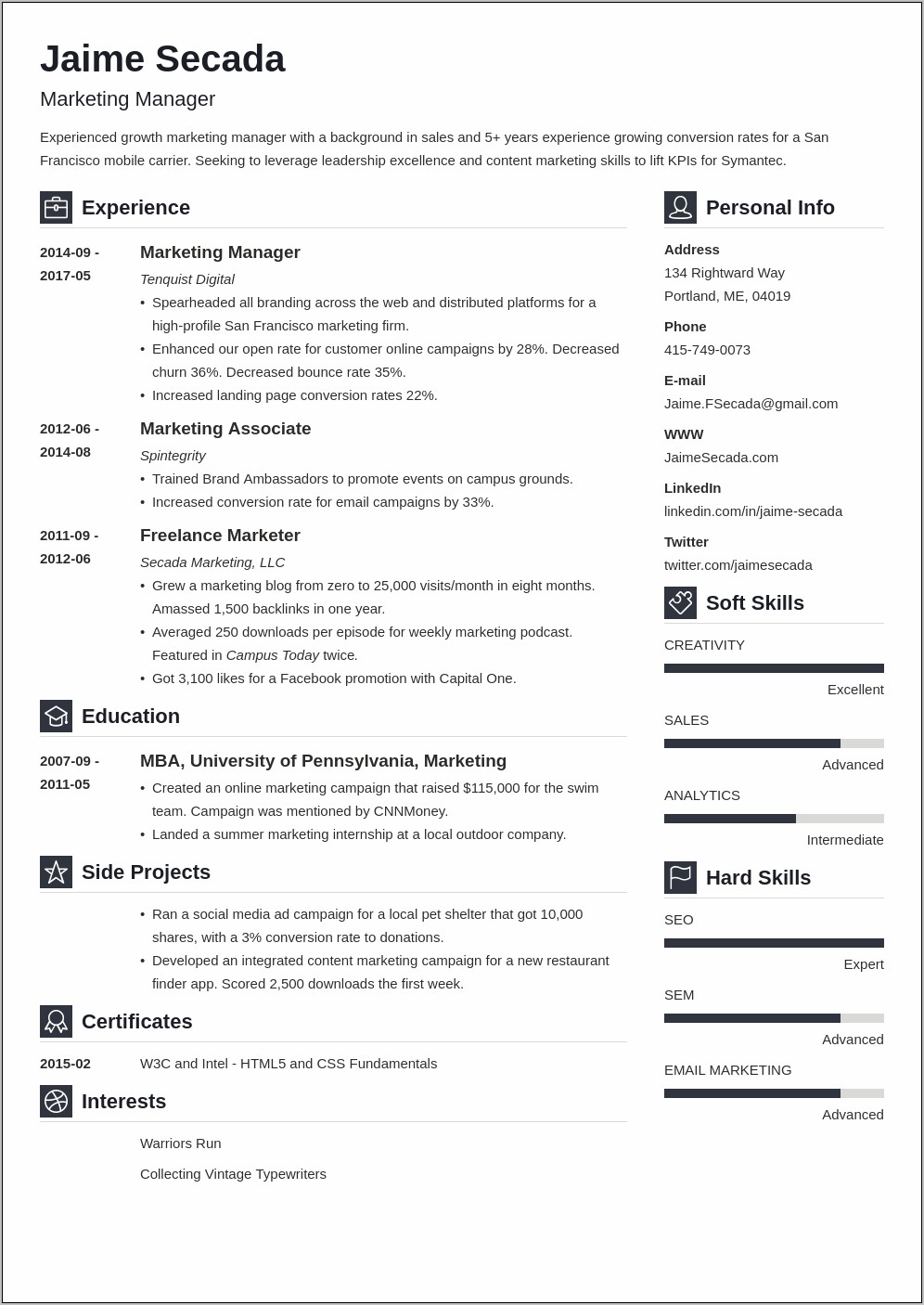 Resume Example Outdoor Animal Care