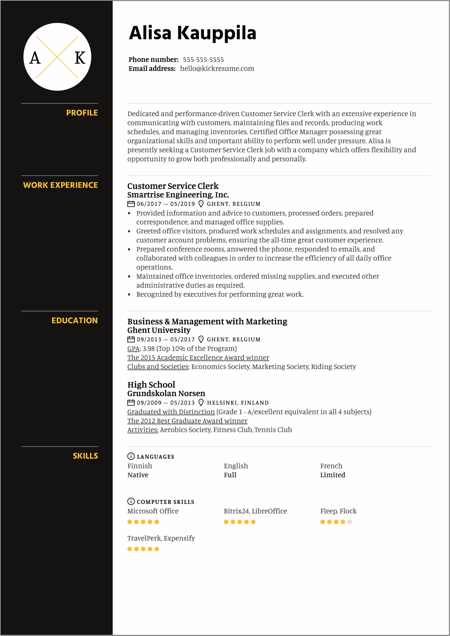 Resume Examples 2015 Customer Service