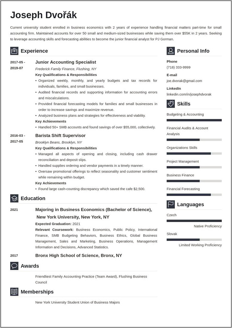 Resume Examples 2016 College Student