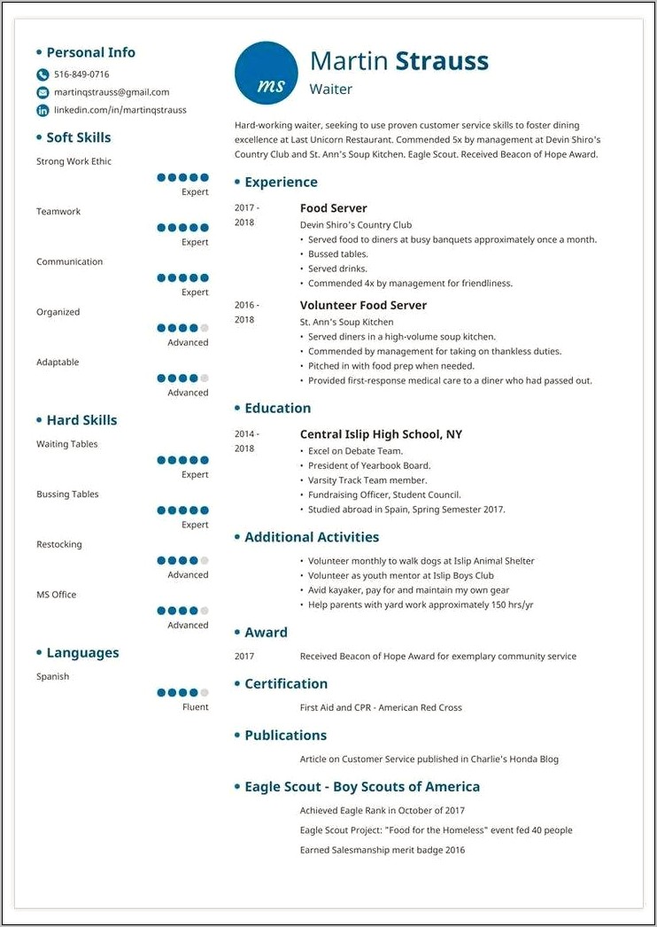 Resume Examples 2018 High School