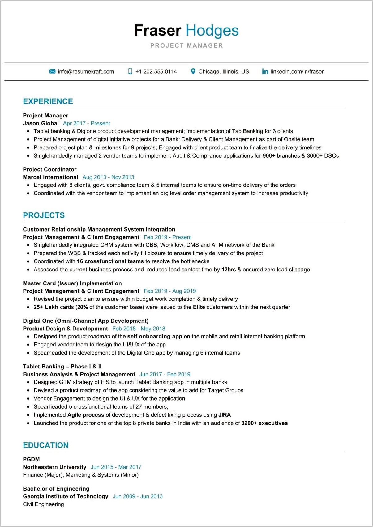 Resume Examples 2019 Project Engineer