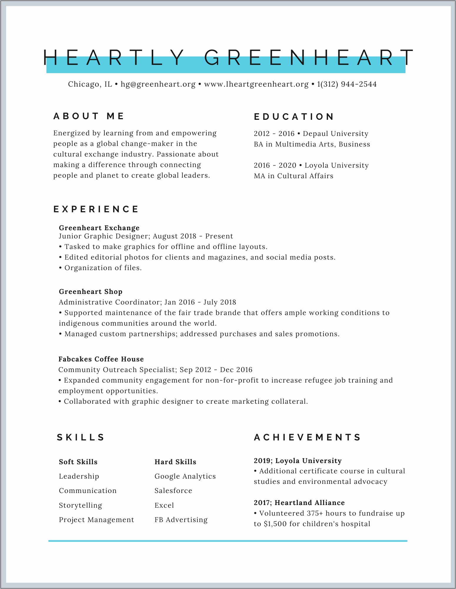 Resume Examples About Me Section