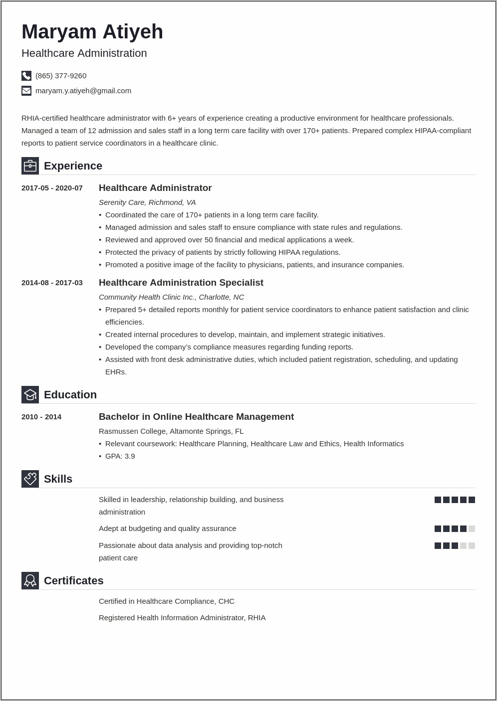 Resume Examples College Student Hospital