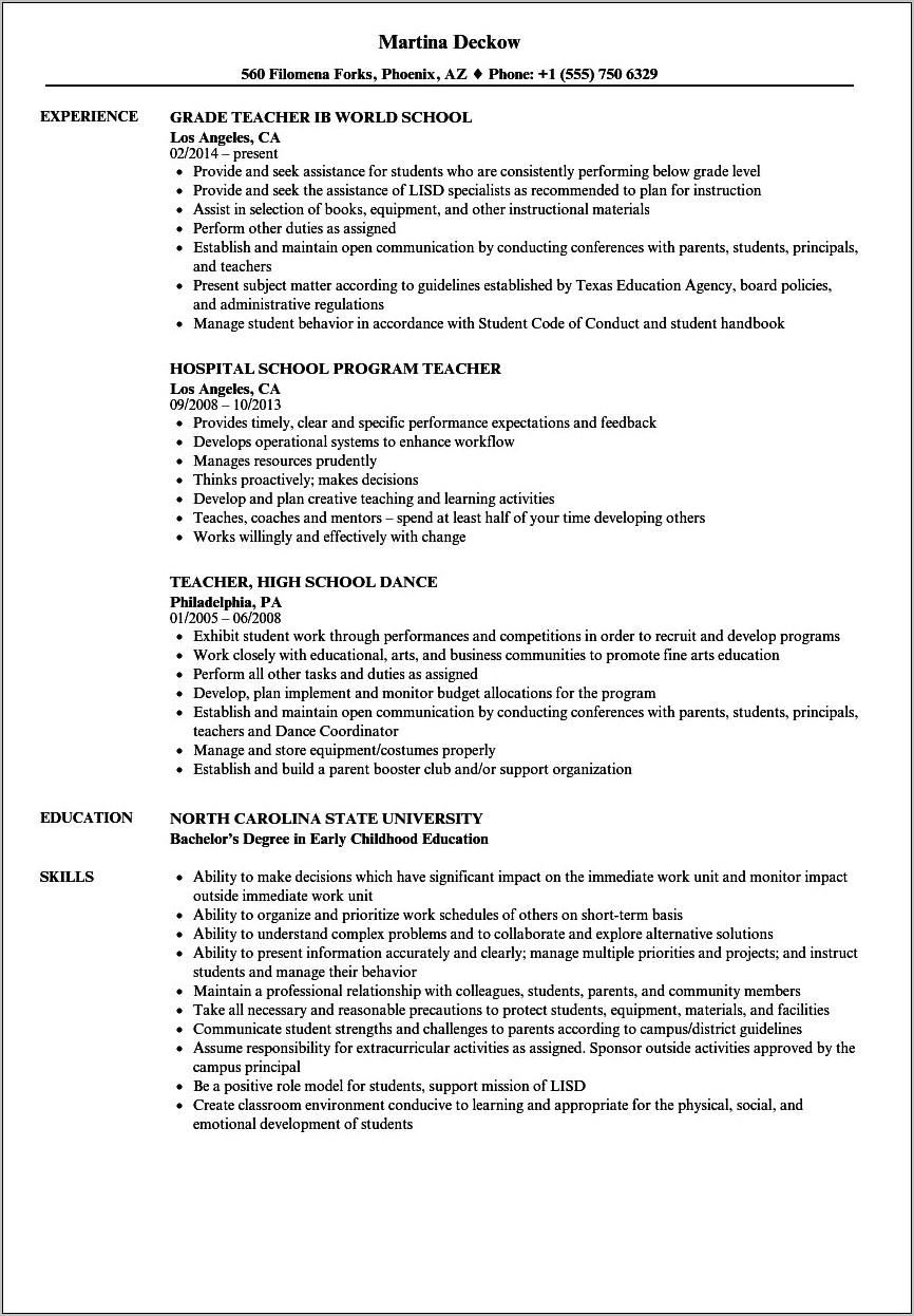 Resume Examples Education High School