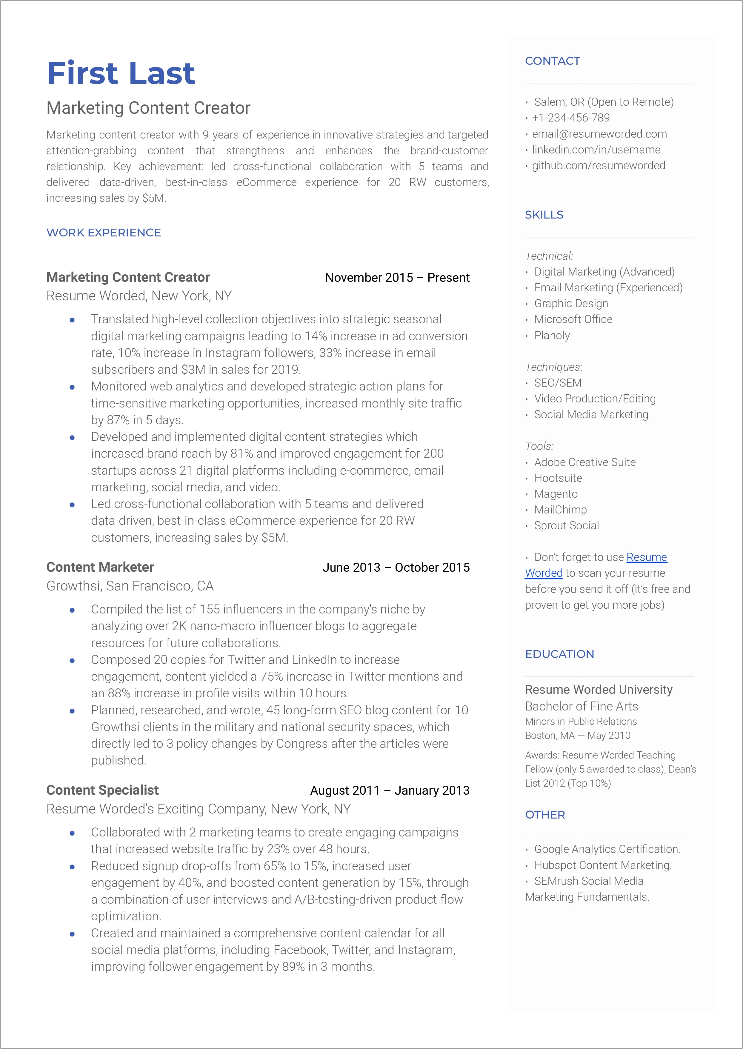 Resume Examples For Best Buy