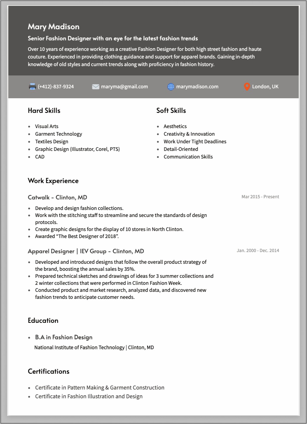 Resume Examples For Cad Designer