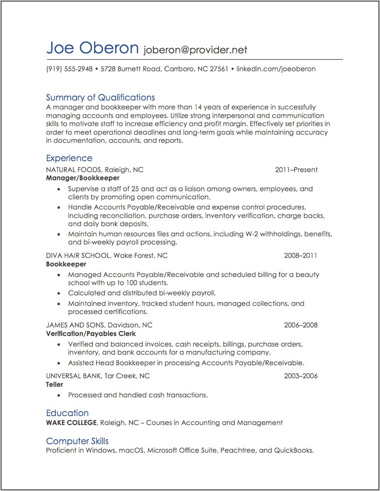 Resume Examples For Current Job