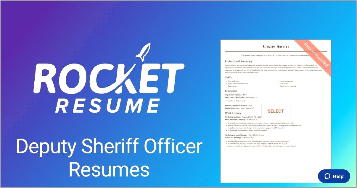 Resume Examples For Deputy Sheriff