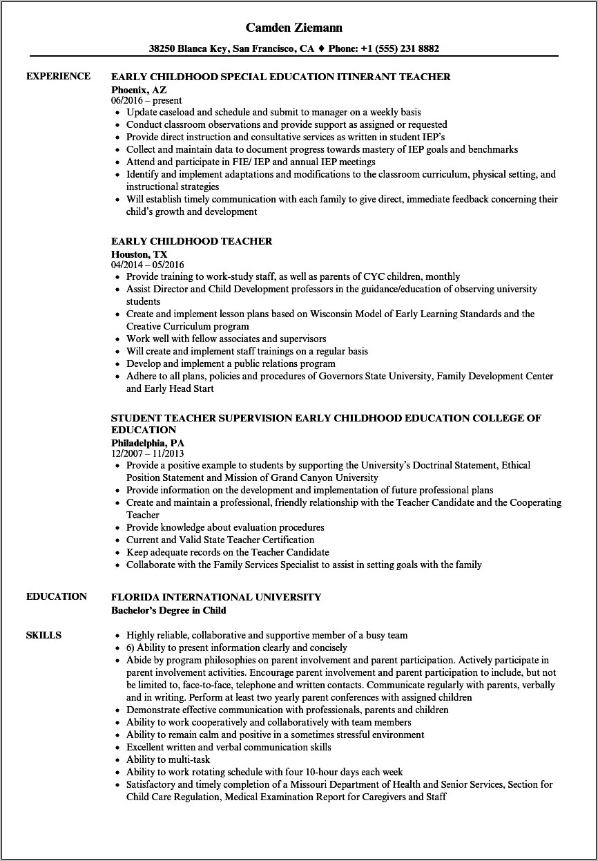 Resume Examples For Ece Students