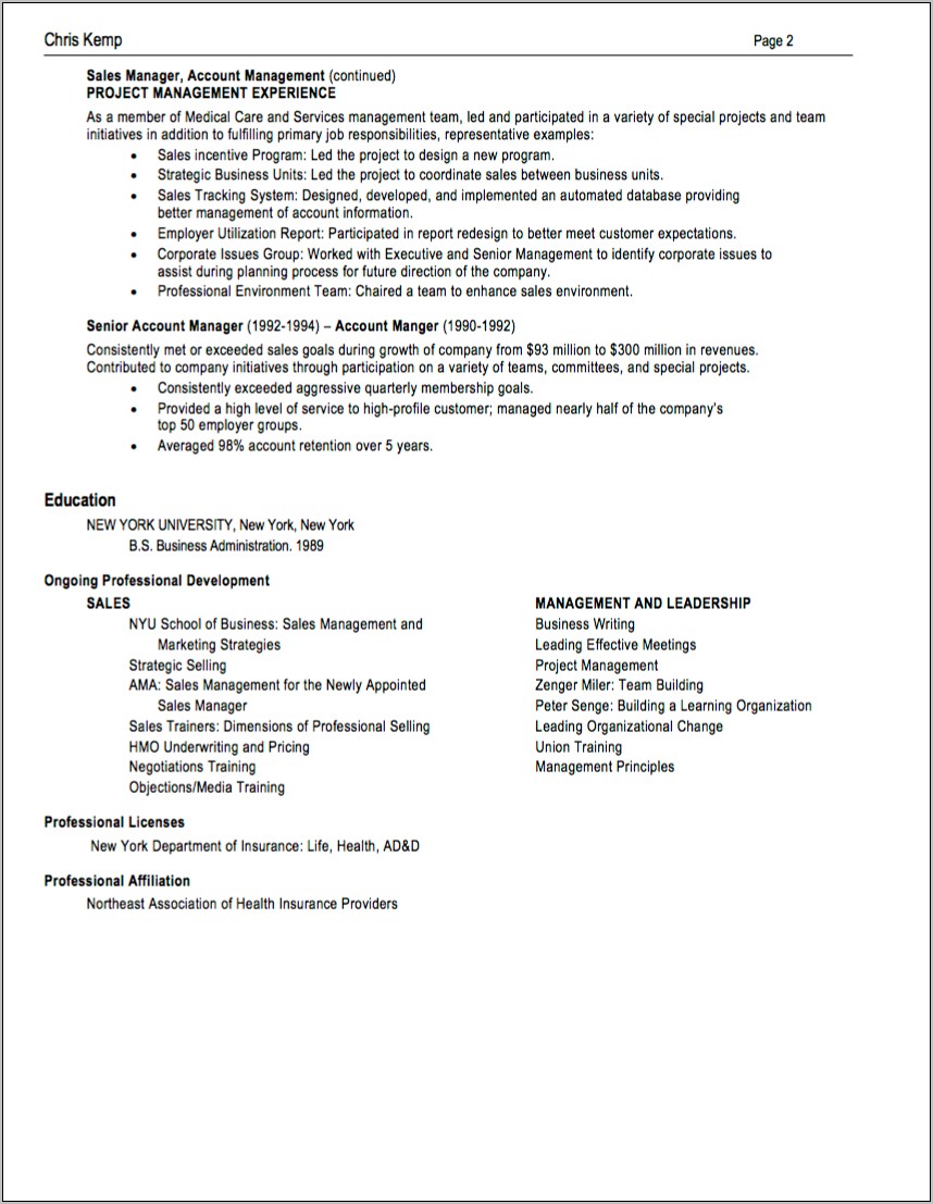 Resume Examples For Enterprise Sales