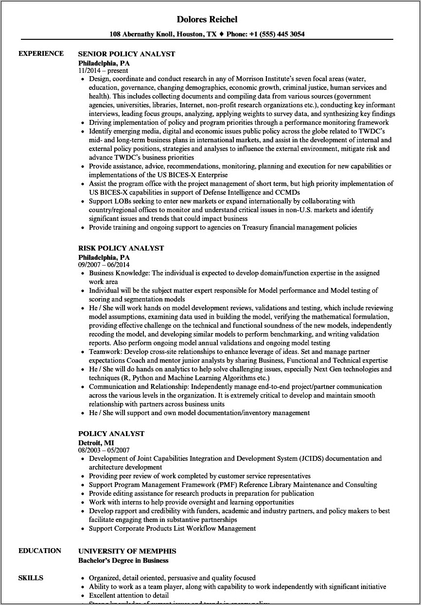 Resume Examples For Foreign Relations