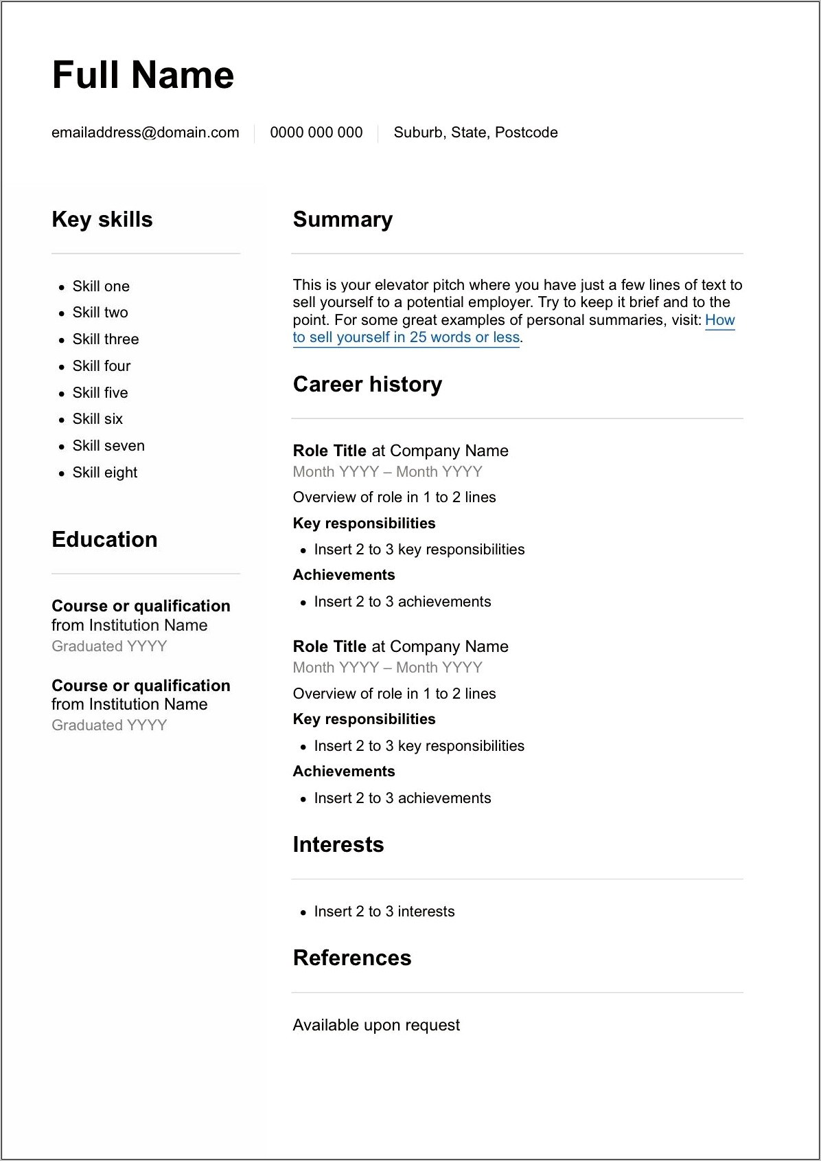 Resume Examples For Job Free