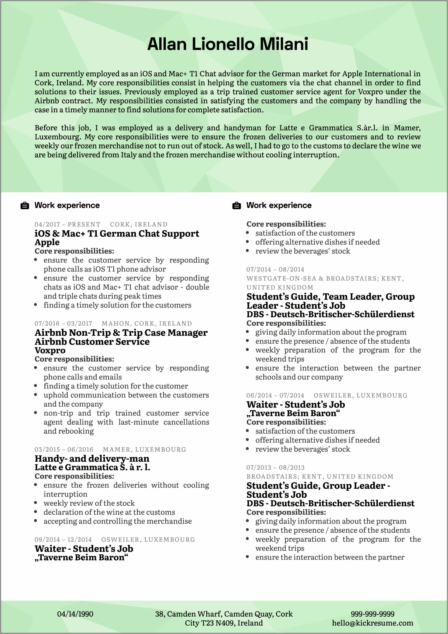 Resume Examples For Jobs 2013