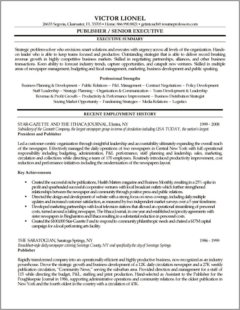 Resume Examples For Magazine Editor