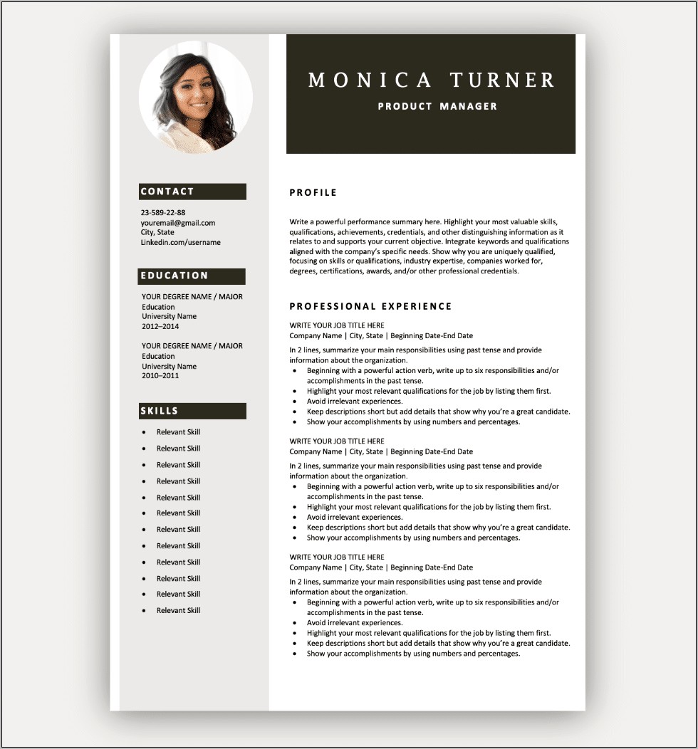 Resume Examples For Microsoft Word