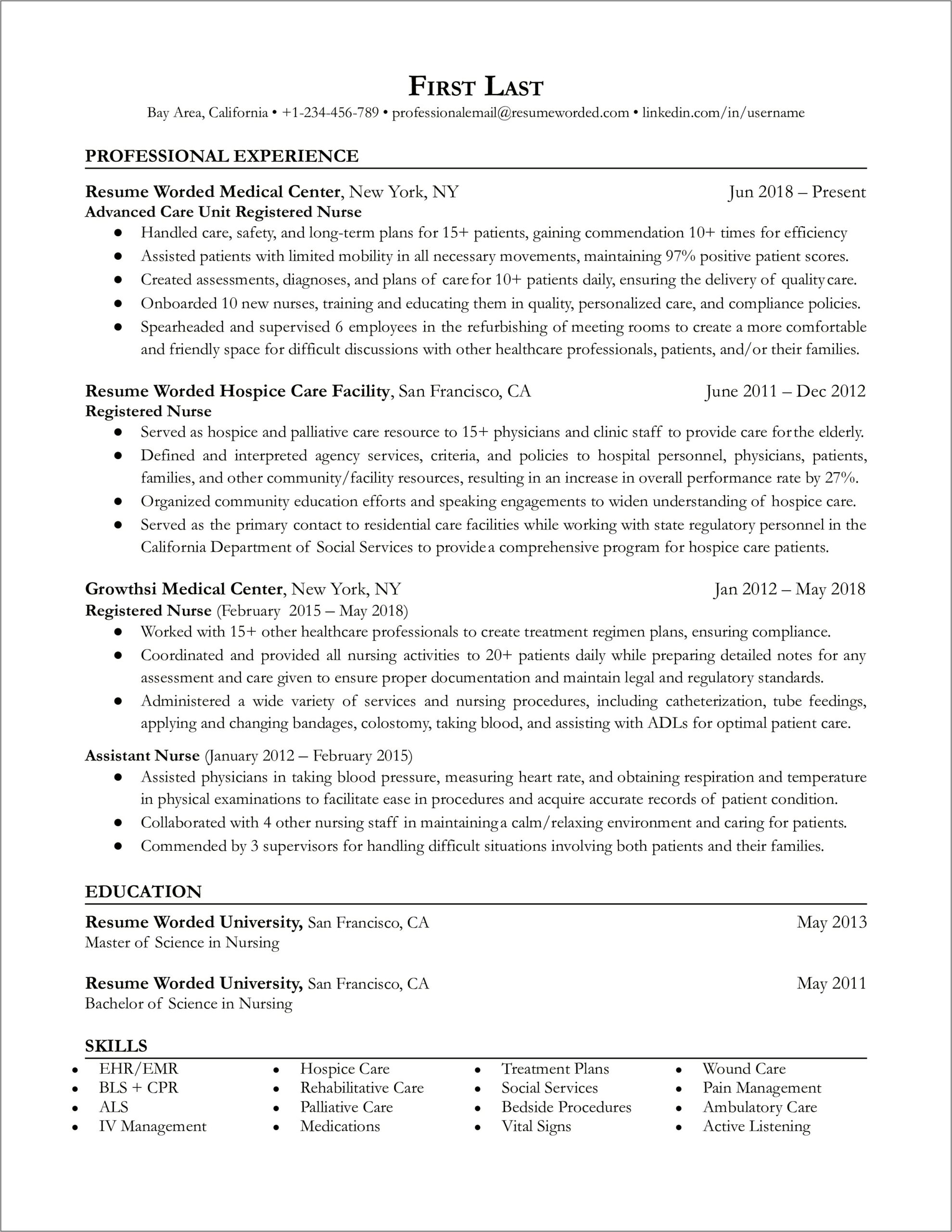 Resume Examples For Nurses 2015