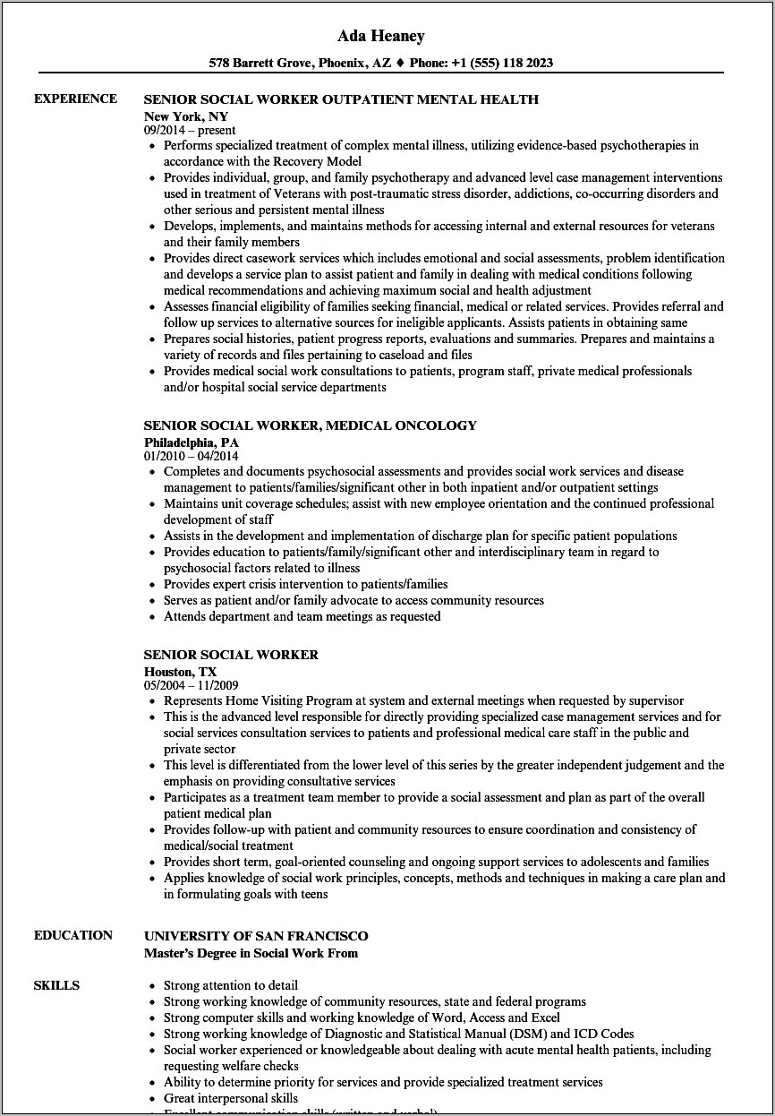 Resume Examples For Older Workers