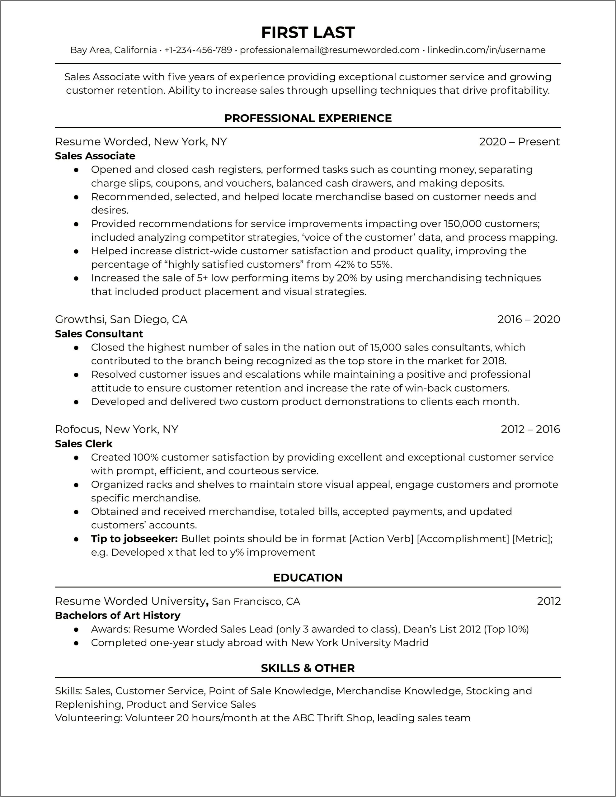 Resume Examples For Sales Consultant