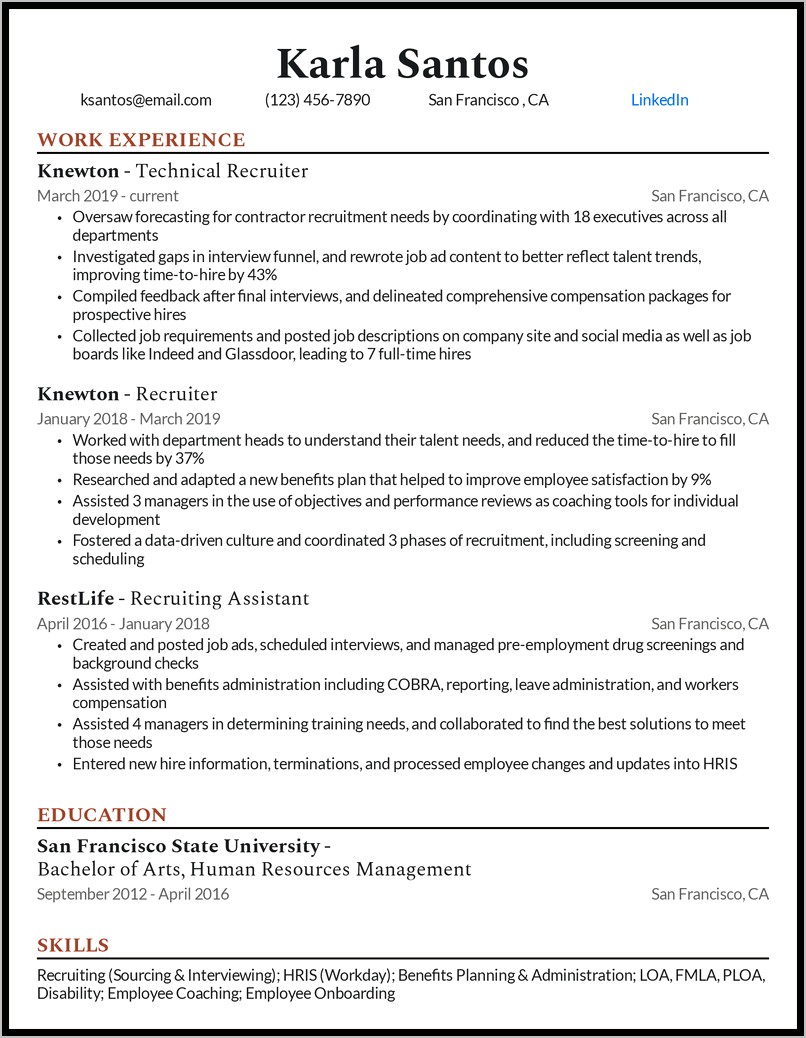 Resume Examples For Staffing Agency