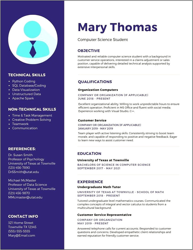 Resume Examples For Students Skills