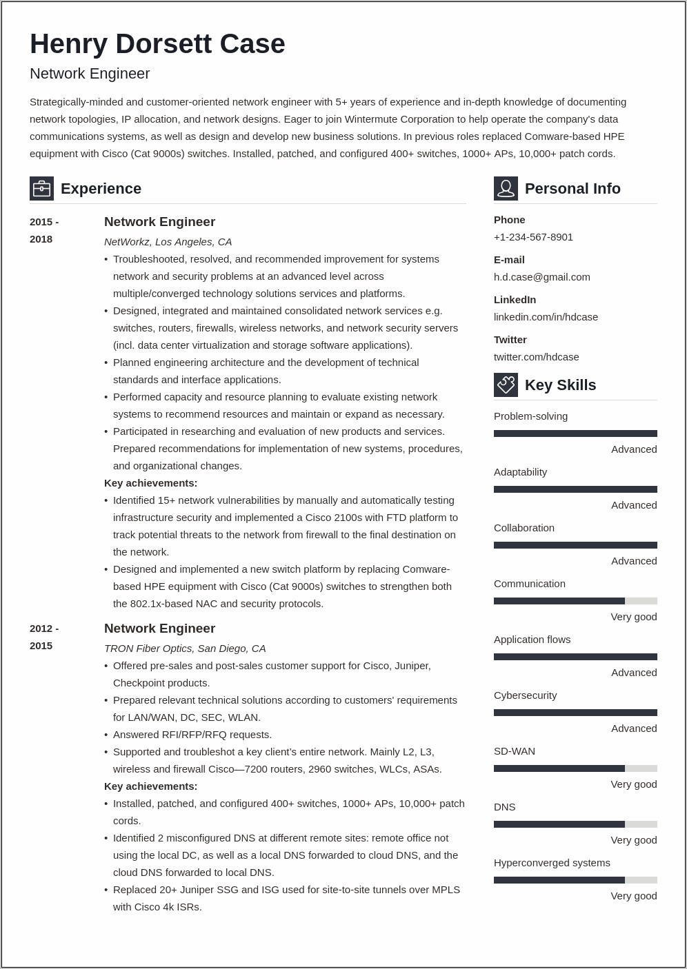 Resume Examples For Wireless Communication