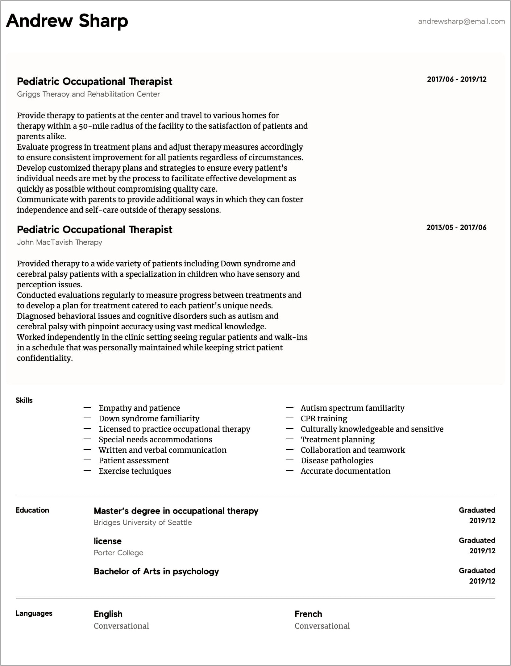 Resume Examples Objective For Cota