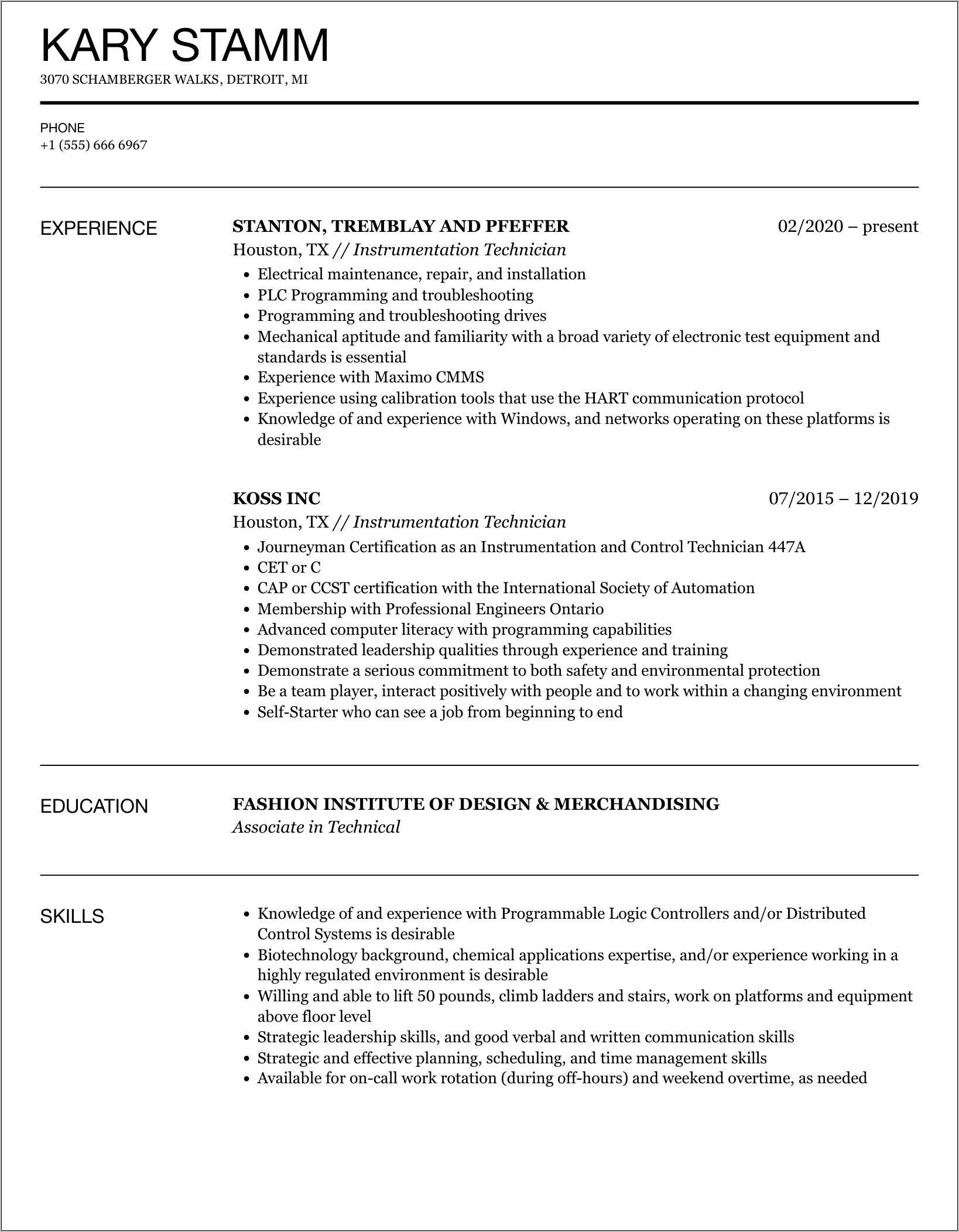 Resume Examples Oil Field Mechanic