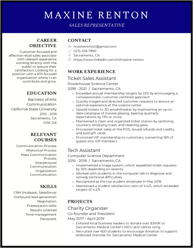 Resume Examples Recent Graduate Science